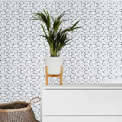 White black Gray silver metallic Wallpaper Polka dot textured wallcoverings roll