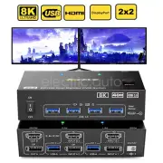 2 in 2 out HDMI KVM Switch Dual Monitor 8K 60Hz USB KVM Switcher 2 Computers