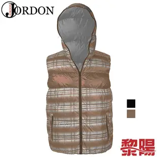 JORDON 橋登 男格紋羽絨背心 黑、拿鐵 保暖/輕量羽絨/柔軟舒適/抗水漬/抗油汙/抗粉塵 00JM0167