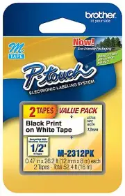 2 pack Brother M231 P-Touch Label Tape Ptouch ORIGINAL NIB 1/2" M-231 M-2312PK