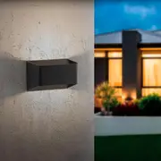 Modern LED Outdoor Up/Down Wall Light Black in 10w or 18w