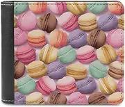 [LQPMNK] PU Leather Wallet, Macaron Biscuit Flavored Pastries Print Wallet with Multiple Slots Elegant Wallet Business Wallet Travel Wallet Bifold Wallet, style, One size, Minimalist