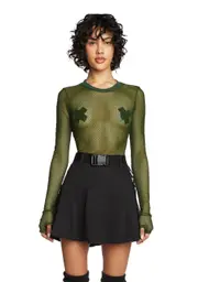 [Current Mood] See Thru Me Fishnet Top - Olive