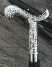 Antique Look Victorian Brass Derby Fritz Style Royal Wooden Walking Stick Cane