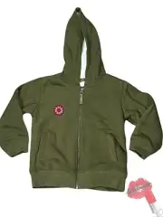 Maison Me Hoodie Jacket Kids 5Y Cotton Full Zip Green Hood Sherpa Lined NWT