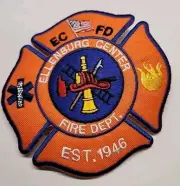 ECFD ELLENBURG CENTER Fire Department Patch (Firefighter) Est.1946 Orange & Blue
