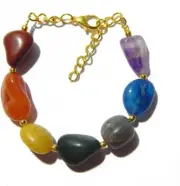 Multi Stone Tumbled Bracelet Amethyst Carnelian Boho Fashion Jewelry For Woman