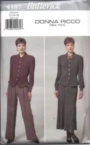 UNCUT Vintage Butterick SEWING Pattern Top Skirt Pants Donna Ricco NY 4187 OOP