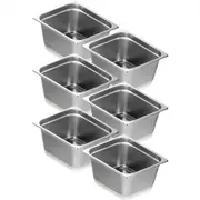 VEVOR 6 Pack Hotel Pans, 1/2 Size Anti-Jam Steam Pan, 0.8mm Thick Stainless Steel Restaurant Steam Table Pan, 6-Inch Deep Commercial Table Pan, Cateri