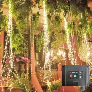 220 LED Solar Firefly Bunch Lights, 8 Flashing Modes, Warm White, Outdoor Gar...