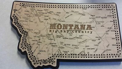 Montana State Shape Road Map Cribbage Board
