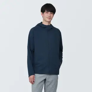 【MUJI 無印良品】男抗UV速乾聚酯纖維拉鍊外套 L 深藍