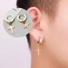 2PCS Hip Hop Earrings Cross Piercing Earrings Dangle Cross Ear Buckle