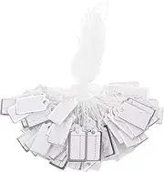 KICHOUSE 200pcs Tag Tag Paper Hanging Labels Blank Labels Writable Sticker Pour Size for Sign Hanging Mini Sign Retail Attached Name Ring Stickers Jewelry Cotton Thread Silver