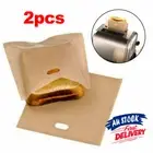2x Bags Non-Stick Sandwich Pouch Pocket Reusable Toastie Toaster Baking