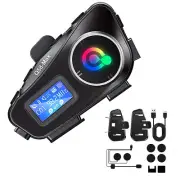 Bluetooth Headset Motorcycle Intercom Helmet LCD Waterproof maximum 32G