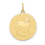 14k Yellow Gold Beagle Disc Charm