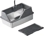 Generic Stainless Steel Cats Litter Tray, Litter Pan, Easy to Clean, Splashproof Cat Sand Box, Non Stick Include Scooper for Big Cats, Deep Gray