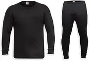 [D&H CLOTHING UK] Mens Thermal Set Underwear,Black, Long Sleeve Top & Long Johns Trouser Set Base Layer, S-2XL, 50% Cotton 50% Polyester