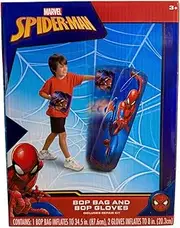 Spider-Man Spiderman Inflatable Bop Bag & Bop Gloves Set Kids Punching Bag with Gloves, Freestanding Superhero Blow Up Bouncing Boxing Bag for Exercise, Durable Heavy Duty Indoor and Outdoor - 34.5"