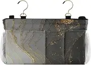 Amooorous Bedside Organizer Caddy Bed Organizer Hanging Pocket Bag for Bunk/Hospital Beds, White Gold Luxury Marble Texture