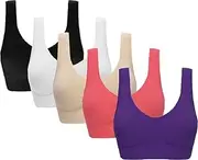 [Generic] Women's 5 Pack Seamless Comfortable Sports Bra with Removable Pads