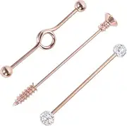 [COSMEVIVI] Ear Studs Industrial Belly Button Rings Cambered Barbell Piercing Jewelry Barbell Ear Jewelry Pierced Earring Backs Arrows Screw Earring Curved Barbell Earrings Silver