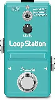 Amuzik Looper Guitar Pedal Loop Station Pedal Unlimited Overdubs 10 Minutes of Looping, 1/2 time, and Reverse, built-in SD Card for memory