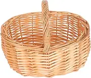WHAMVOX Rattan Storage Basket with Handle Natural Weaving Tote for Fruits Eggs Picnic Decorative Food Storage for Home Restaurant