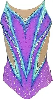 [Zagitova] Women's Rhythmic Gymnastics Leotards, Girls Shining Crystal High Elasticity Sports Competition Costume