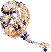 [SAFIGLE] 1pc Full Diamond Claw Chain Watch Ladies Watch Woman Bracelets Girl Bracelets Ladies Suits Woman Rings Bangles for Blue Plastic