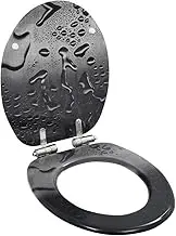 WC Toilet Seat with Soft Close Lid MDF Water Drop Design Hardware Accessories
