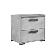 Bedside Table with 2 Storage Drawers MDF Combination of Black & Cement Colour Nightstand