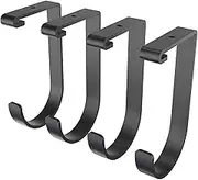 (Flat Hook x 4, Black) - Fleximounts Add-On Storage Hook Accessory for Ceiling Rack, 4-Pack (Flat Hook x 4, Black)