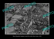 OLD POSTCARD SIZE PHOTO WEM SHROPSHIRE ENGLAND TOWN AERIAL VIEW c1951 1