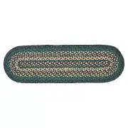 New Farmhouse Primitive TAN GREEN BLACK BRAIDED Table Runner Jute Burlap 27"