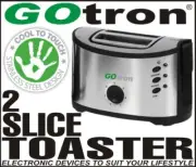 TOASTER STAINLESS STEEL COOL TOUCH 2 SLICE GOTRON TOASTER 12MTH WARRANTY NEW
