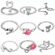 9pcs Crochet Rings for Finger, Adjustable Crochet Yarn Ring Cat Yarn Guide Ri...