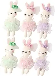 TOYANDONA 6pcs Cute Stuffed Bunny Dolls for Hair Decoration Headband Ornament Soft Plush Miniatures for Craft Projects and Collectors Adorable Rabbit Figurines
