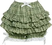 [Vibsion] Womens Lolita Bloomers Plush Ruffles Pumpkin Pants Bottom Shorts