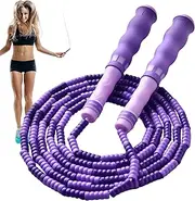 Beaded Jump Rope, Adjustable Skipping Rope, 110.24 Inches Lightweight Fitness Tool with Ergonomic Handles, Soft Beads for Kids Adults, School Pe Exercise Home, Outdoor Competition