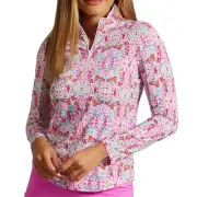 Women's IBKUL Ridley Long Sleeve 1/4 Zip Mock Pullover