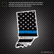 Distressed Thin Blue Line Indiana State Shaped Subdued US Flag Sticker police IN