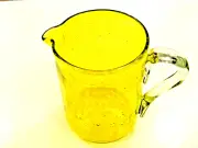 Crate and Barrel Yellow Glass Pitcher 8"
