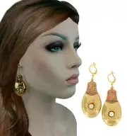 Luigi Briglia Dangle Pierced Earrings Egyptian Nesting Doll Faux Pearl 2.5"