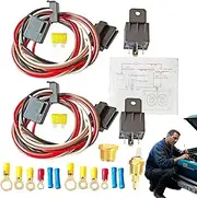 Automotive Electric Fan Relay Kit - 12V40A Replacement Engine Radiator Cooling Fan Motor Relays - Waterproof Car Replacement Parts Built-in Precise Temperature Sensor for Automotive