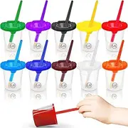 Paint Cups – Paint Containers with Lids, 10 Pack No Spill Paint Cups for Kids Including Toddler Paint Brushes – Toddler Art Supplies Paint Cups with Lids for Kids Art Supplies