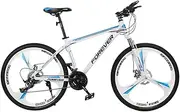 Folding Mountain Bike, 26" Unisex Shock Absorber Bicycle 30 Speed Aluminum Alloy Double Disc Brake Frame Cross Country Bicycle Slip Wear Tire,Blue
