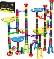 Magicfly Marble Run Set, 127 Pcs Marble Race Track for Kids with Glass Marbles U