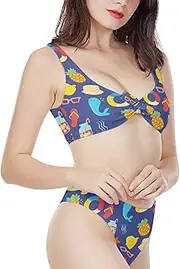 [Dajingkj] Bikini Sets for Women High Waisted Cheeky Bikini Swimsuit Sexy Tie Front Bikini Top with Brazilian Cut Bikini Bottom